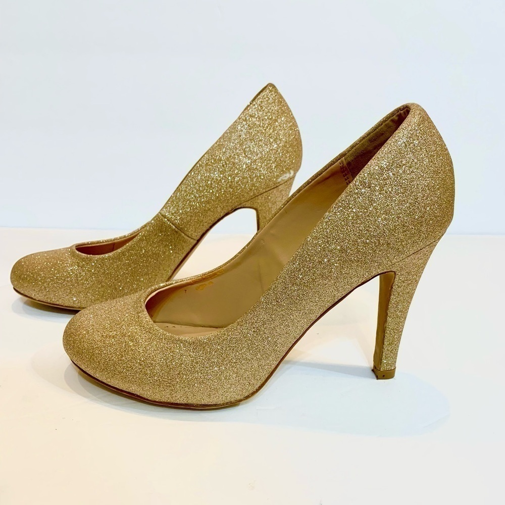 Kelly & Katie Gold Glitter High Heels Sz 7-Flawed